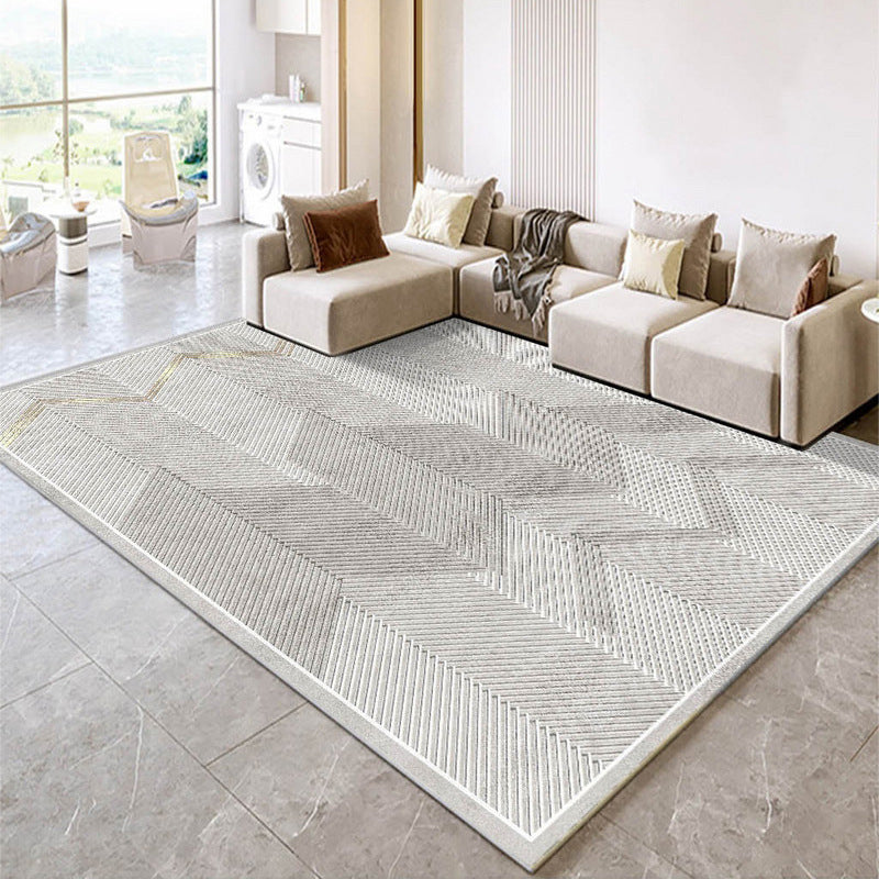 Grey Modern Rug Polyester Striola Area Rug Stain Resistant Rug for Living Room