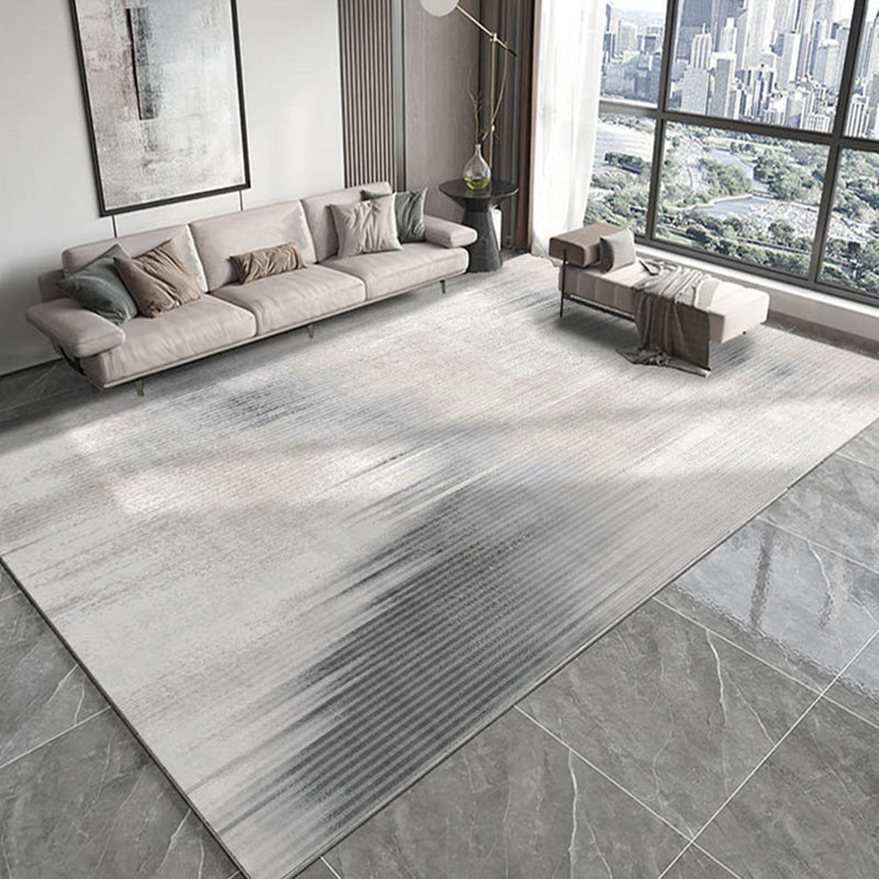 Grey Modern Rug Polyester Striola Area Rug Stain Resistant Rug for Living Room