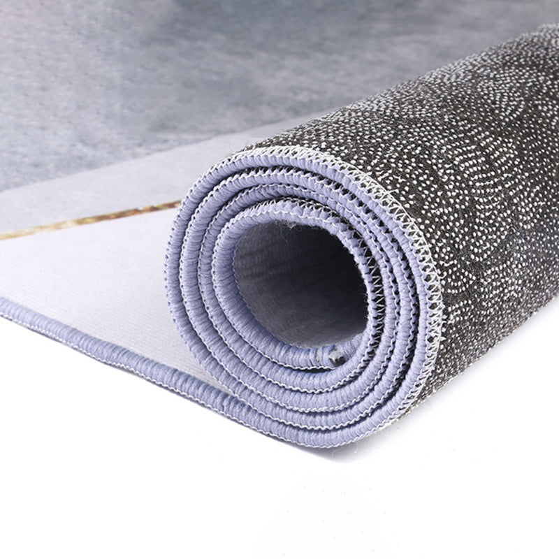 Grey Modern Rug Polyester Striola Area Rug Stain Resistant Rug for Living Room