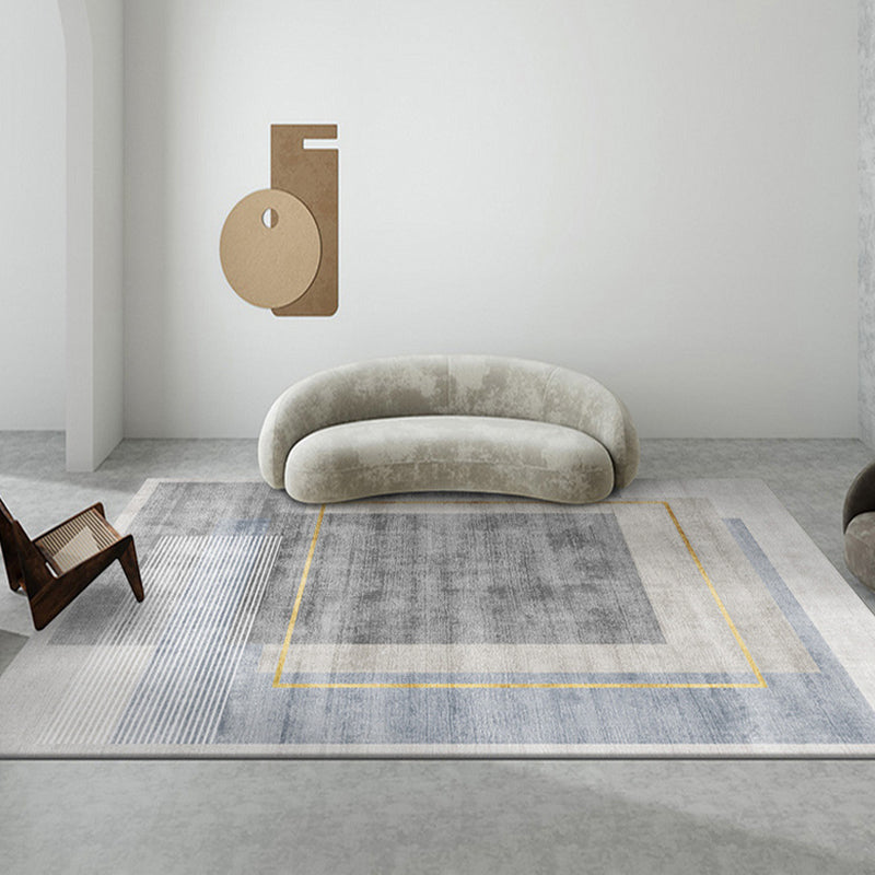 Grey Modern Rug Polyester Striola Area Rug Stain Resistant Rug for Living Room