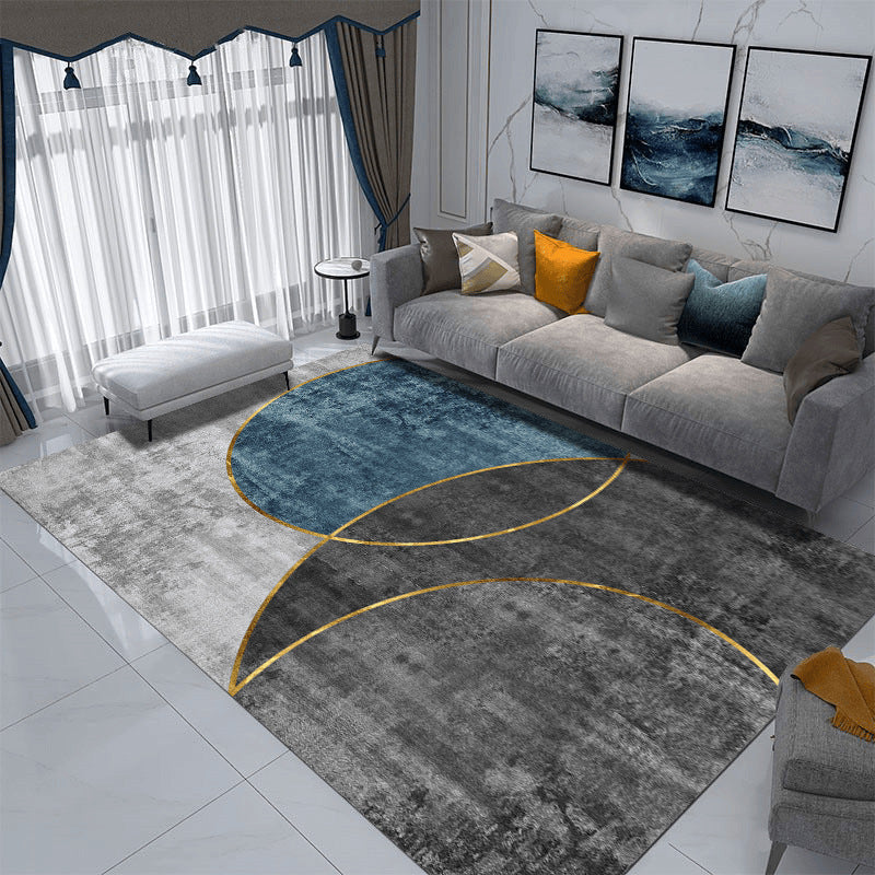 Grey Modern Rug Poleyester Graphic Rug Washable Rug for Drawing Room