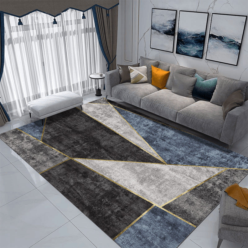 Grey Modern Rug Poleyester Graphic Rug Washable Rug for Drawing Room