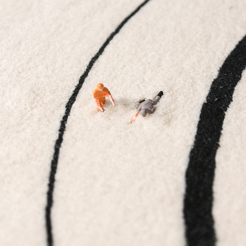 Grey Modern Rug Poleyester Graphic Rug Washable Rug for Drawing Room