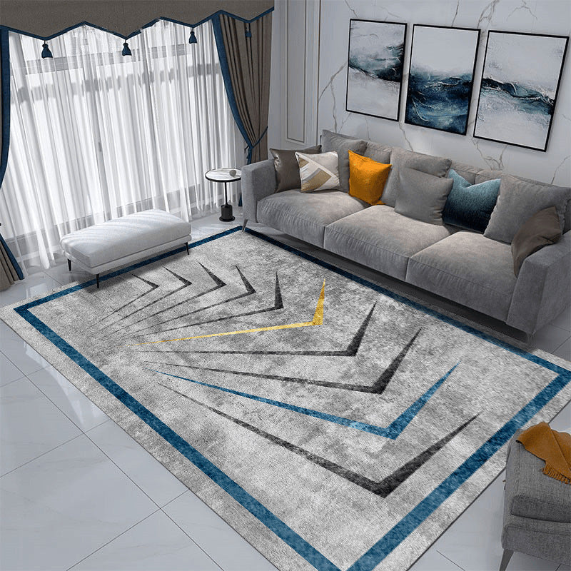 Grey Modern Rug Poleyester Graphic Rug Washable Rug for Drawing Room