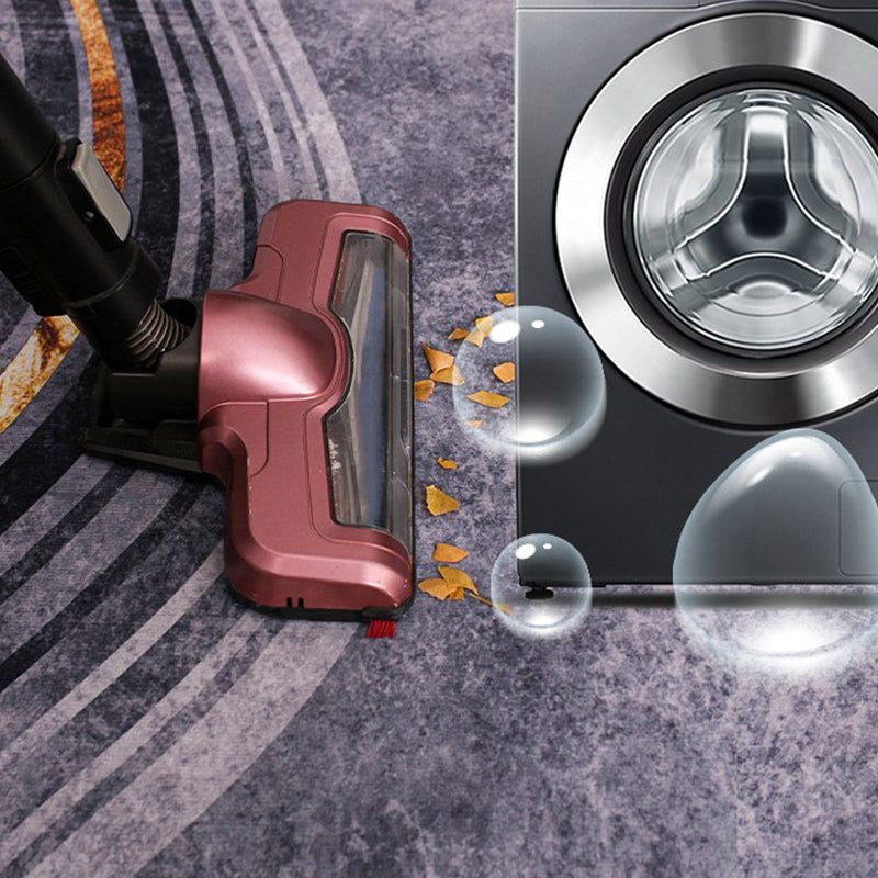 Black Modern Rug Polyester Striped Area Rug Stain Resistant Rug for Living Room