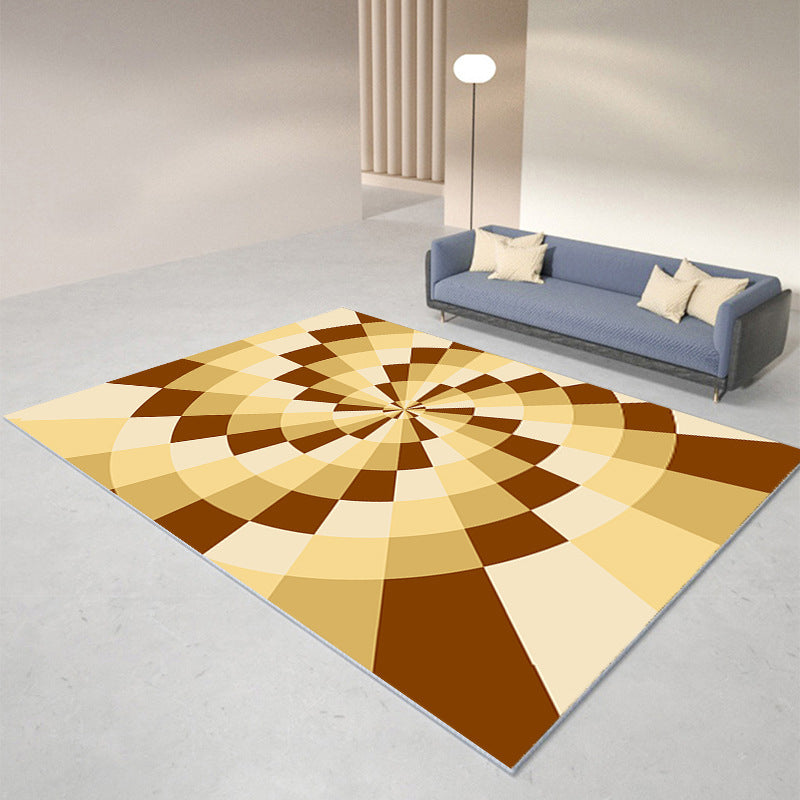 Black Modern Rug Polyester Abstract Geometry Rug Washable Rug for Drawing Room
