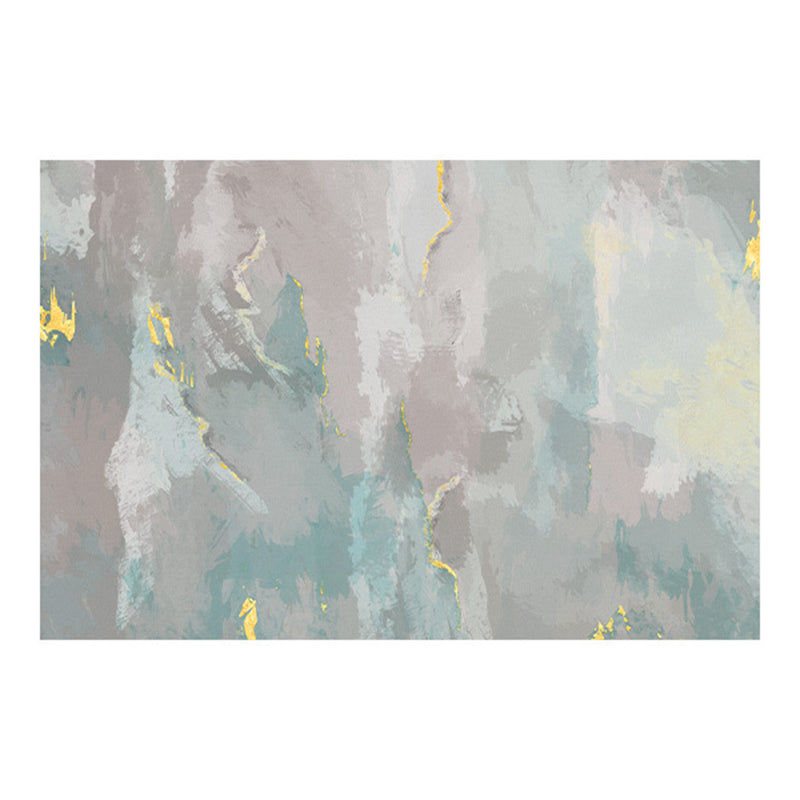 Green Contemporary Rug Polyester Abstract Print Rug Washable Rug for Drawing Room