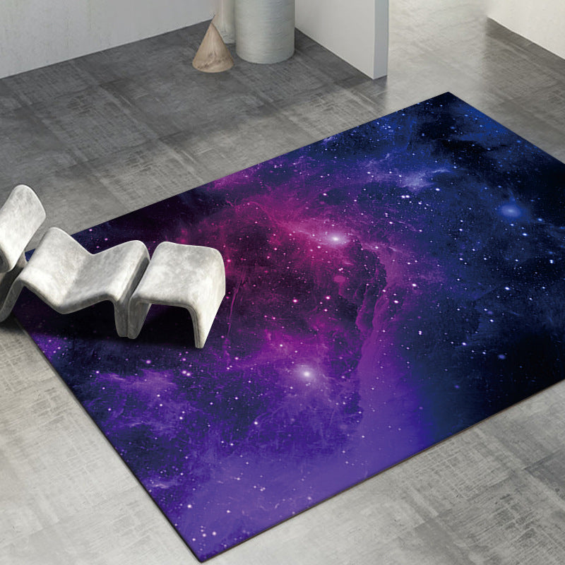 Pink Starry Sky Rug Polyester Modern Area Rug Stain Resistant Rug for Living Room
