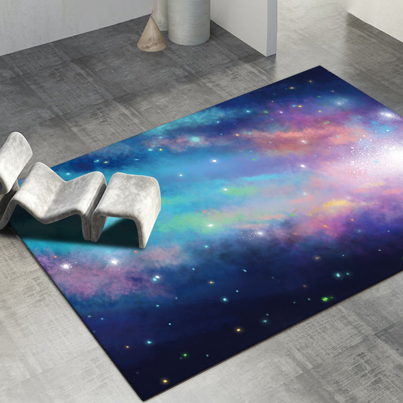 Pink Starry Sky Rug Polyester Modern Area Rug Stain Resistant Rug for Living Room