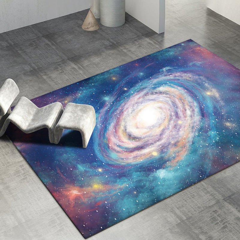 Pink Starry Sky Rug Polyester Modern Area Rug Stain Resistant Rug for Living Room
