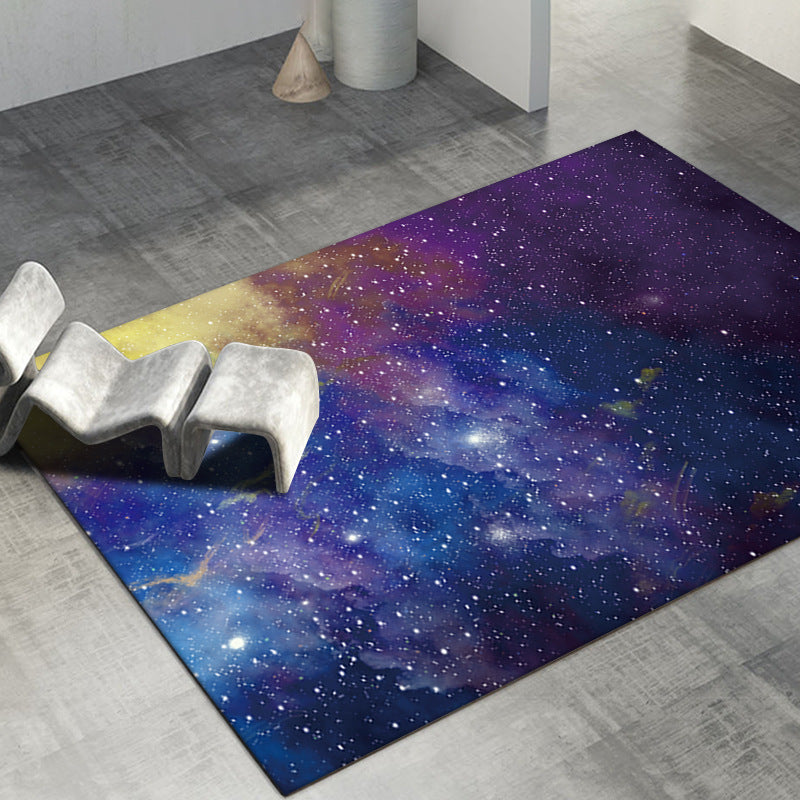 Pink Starry Sky Rug Polyester Modern Area Rug Stain Resistant Rug for Living Room
