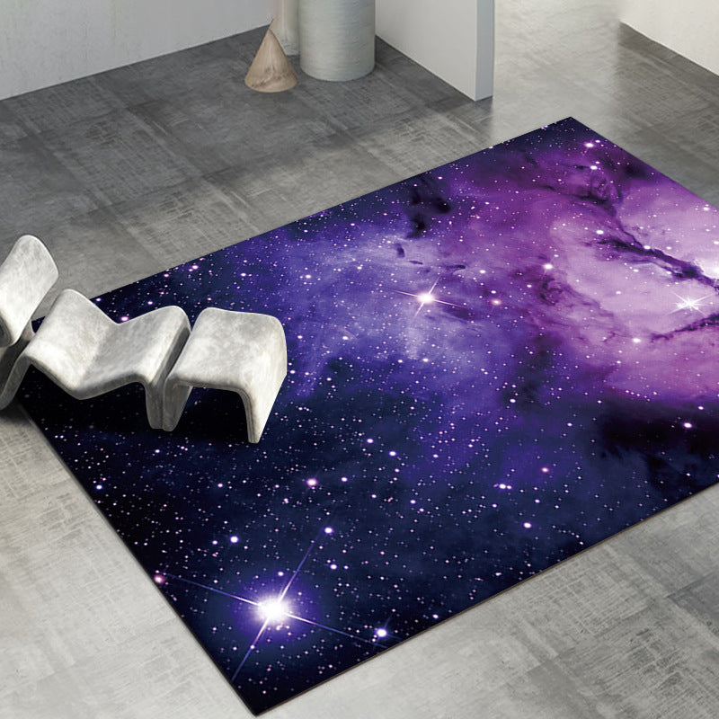Pink Starry Sky Rug Polyester Modern Area Rug Stain Resistant Rug for Living Room