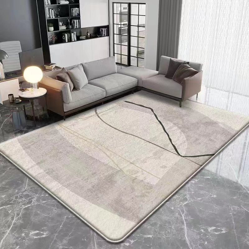 Dark Beige Modern Rug Polyester Geometric Rug Washable Rug for Drawing Room