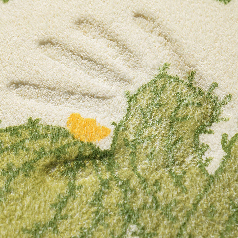 Beige Kids Carpet Polyester Semicircle Carpet Washable Carpet for Bedroom