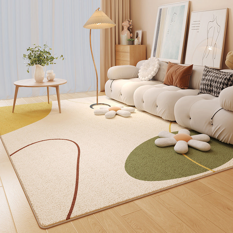 Beige Modern Rug Polyester Color Piece Indoor Rug Washbale Rug for Living Room