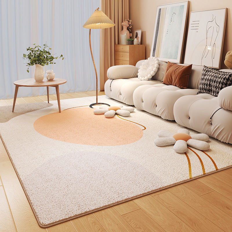Beige Modern Rug Polyester Color Piece Indoor Rug Washbale Rug for Living Room