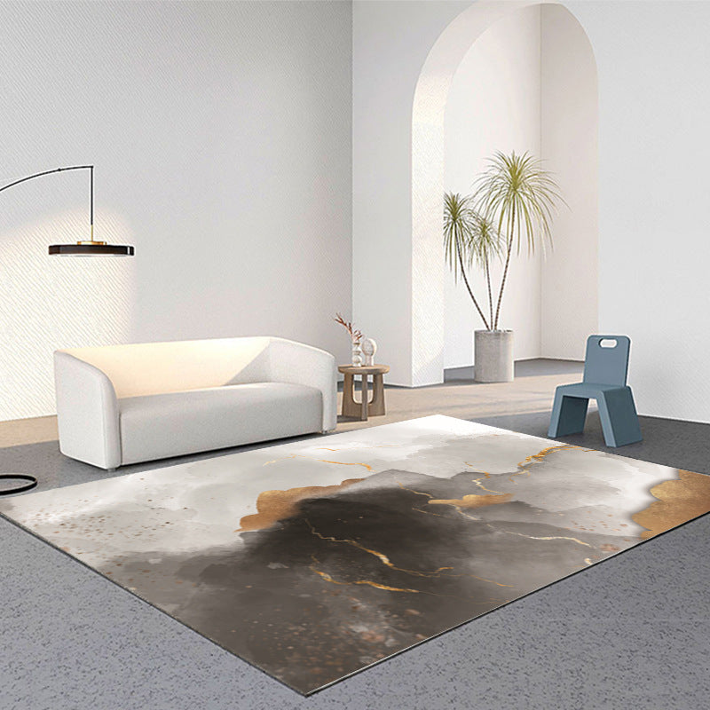 Sky Blue Abstract Pattern Rug Polyester Modern Rug Washable Rug for Living Room