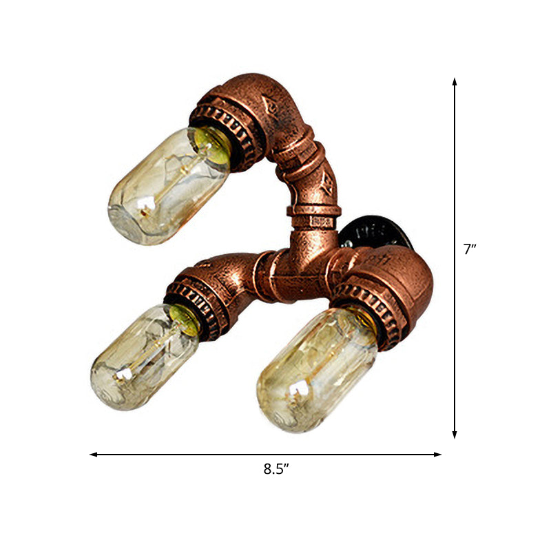 Messing 3-Bulb-Wandhalterung Antiquier-Eisen-Wasserrohr-Wallbeleuchtung für Korridor