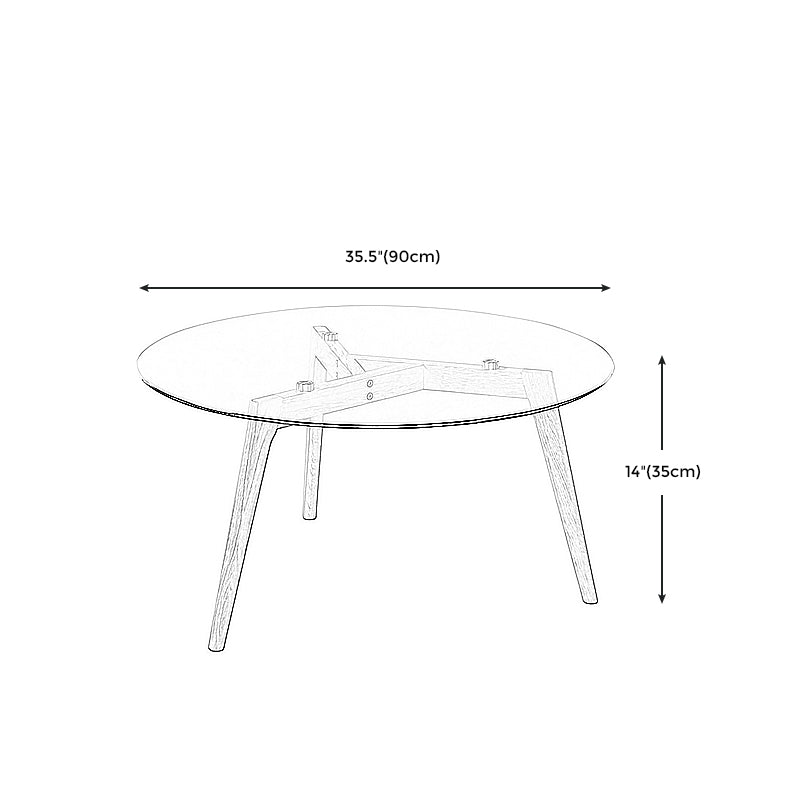 13.7/17.7"H Wooden Base 3 Legs Glass Top Round Coffee Table for Apartment