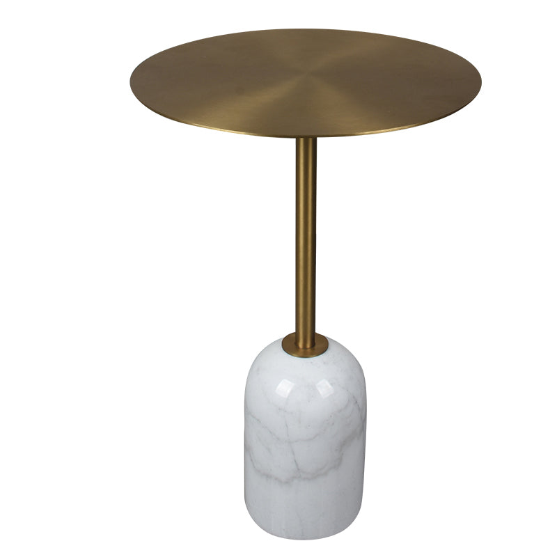 23.6/29.5"H Modern Single Leg Marble Base Metal Solid Color Round Top Coffee Table