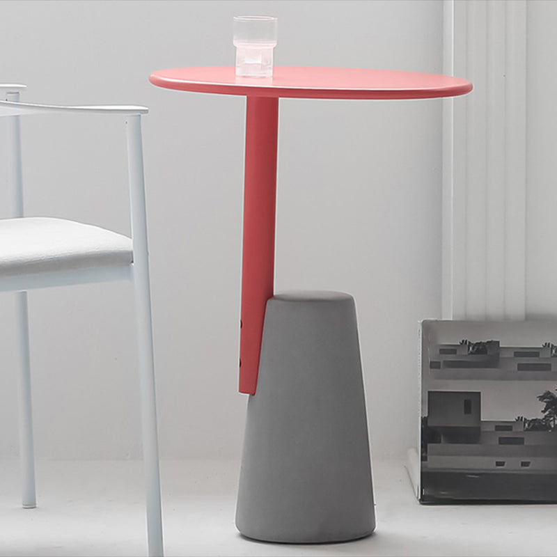 Modern Single Leg Base Solid Color Metal Round Top Coffee Table