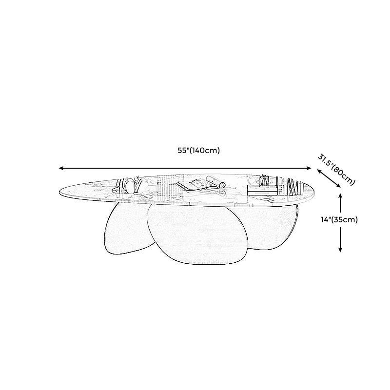 13.7"H 3 Legs Aged Metal Base White Slate Irregular Coffee Table