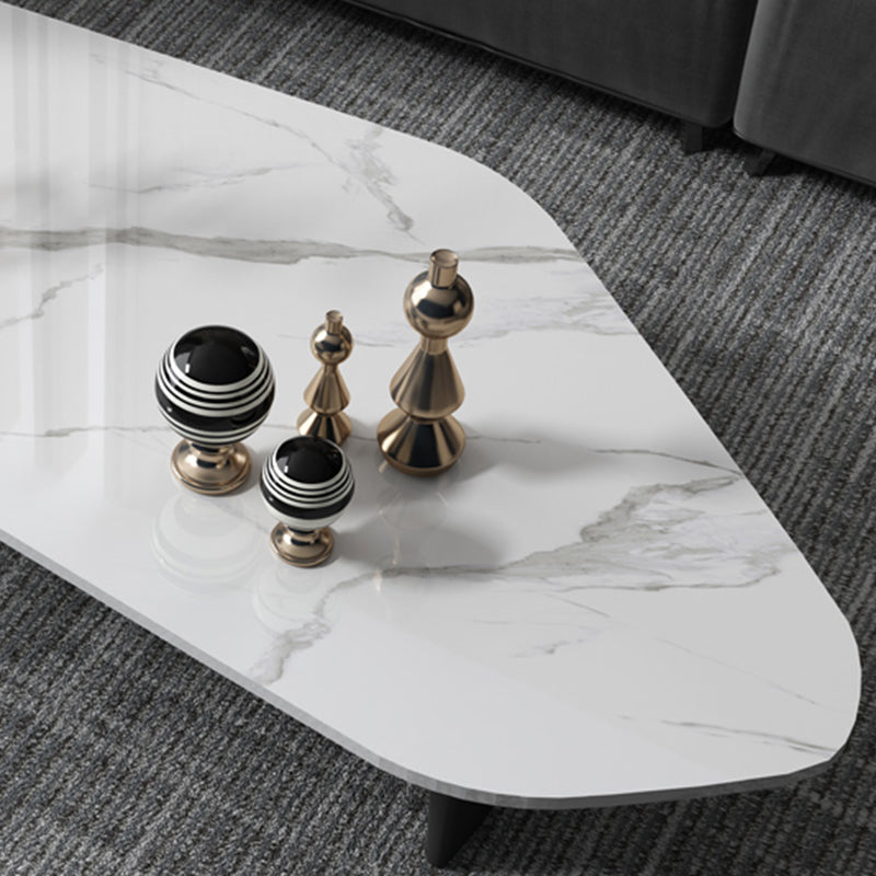 Pedestal Design Marble Metal Steel Black Pedestal Free Shape Coffee Table