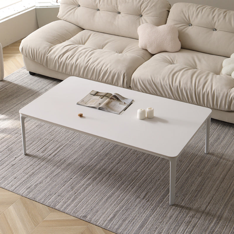 Modern Style 4 Legs White Metal Base Slate Rectangular Coffee Table for Living Room