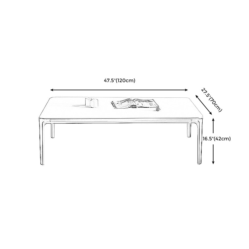 Modern Style 4 Legs White Metal Base Slate Rectangular Coffee Table for Living Room