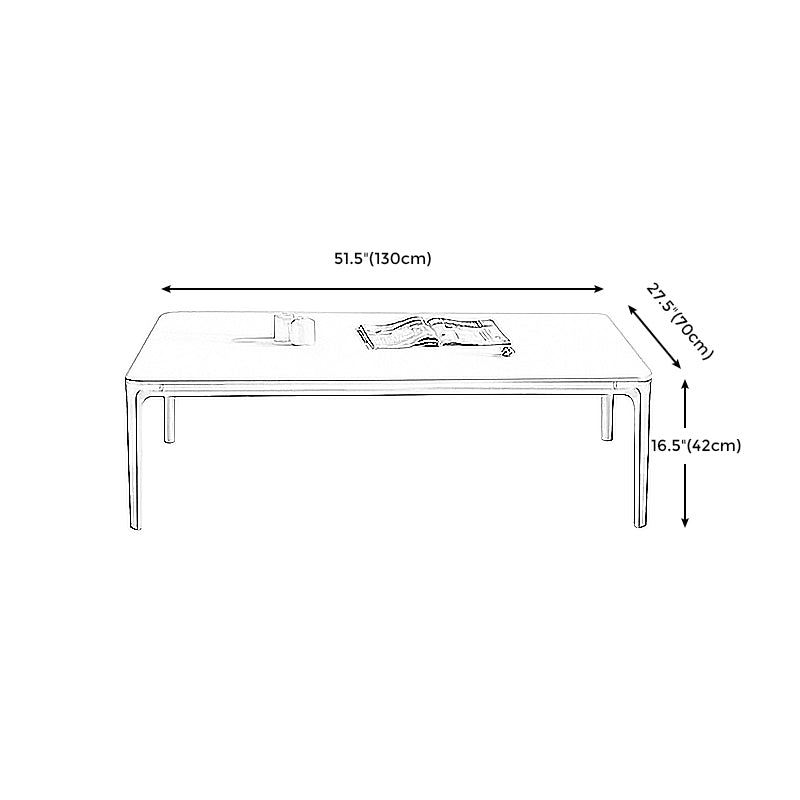 Modern Style 4 Legs White Metal Base Slate Rectangular Coffee Table for Living Room