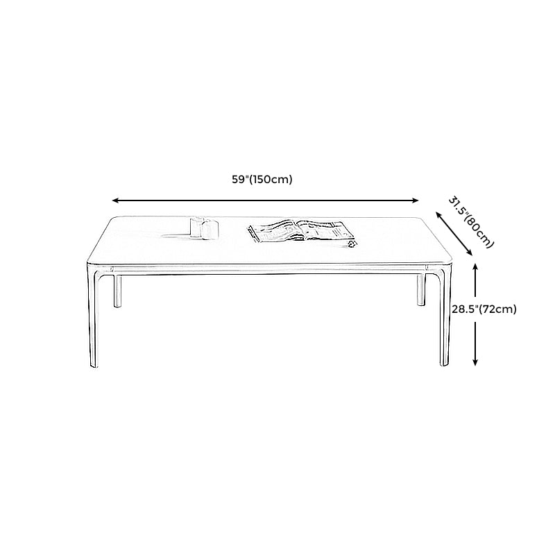 Modern Style 4 Legs White Metal Base Slate Rectangular Coffee Table for Living Room