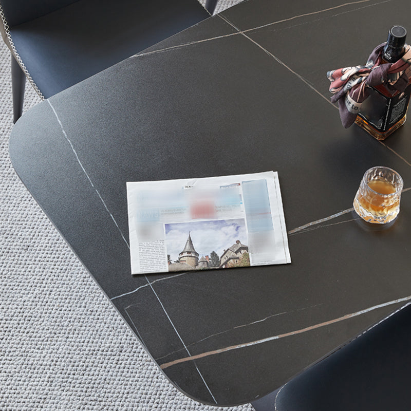 17.7"H Modern Adjustable Metal Cross Base Slate Square Coffee Table on Wheels