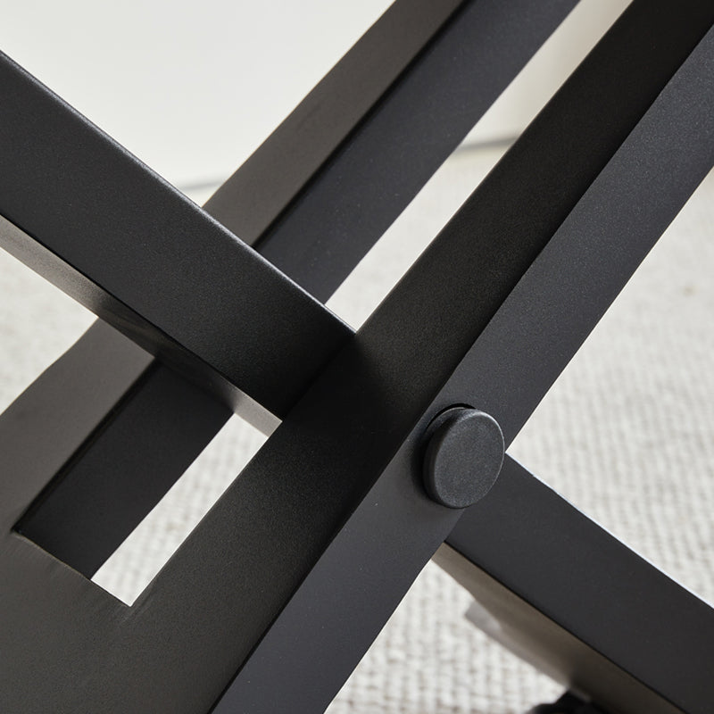 17.7"H Modern Adjustable Metal Cross Base Slate Square Coffee Table on Wheels