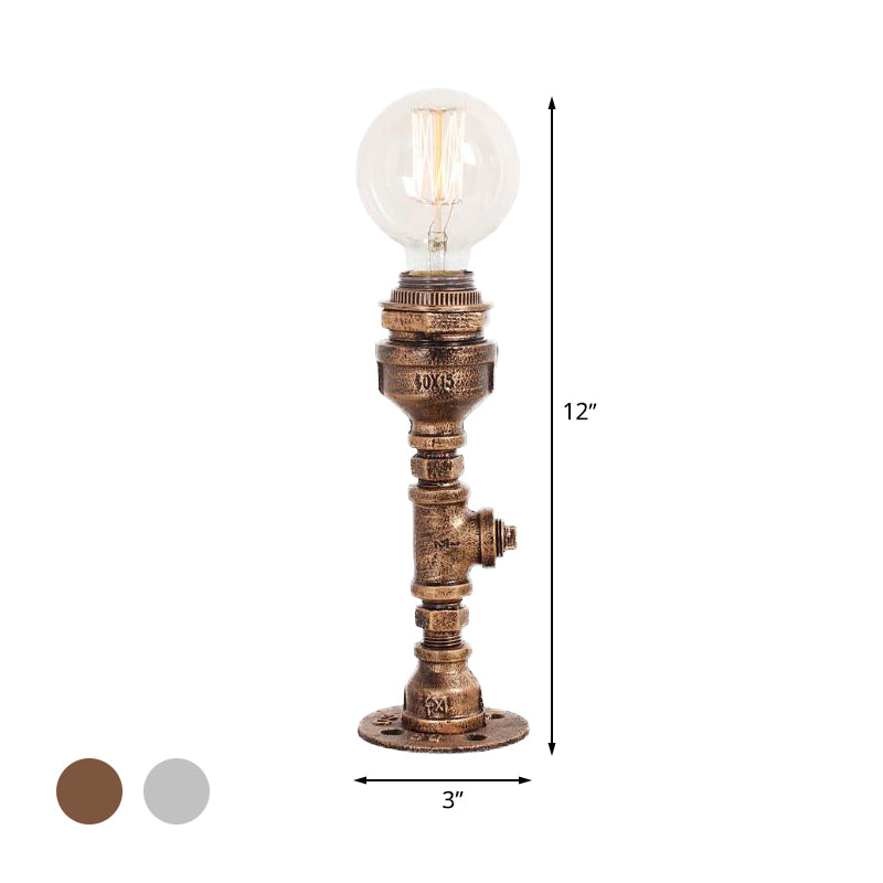 Argent / laiton 1 lampe de bureau de bulbe Vintage Table de tuyaux métalliques VILLAGE AVEC BOLL CHARGE Glass Shade