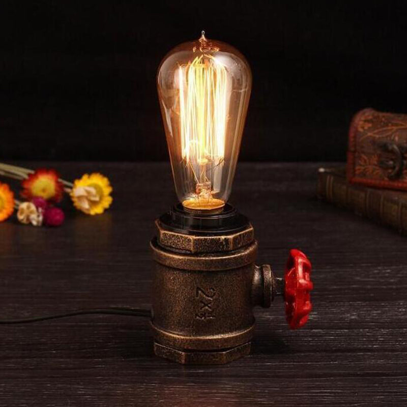 1 tête de nuit en métal lumière industrielle Rust Finish Bree Bared Bedroom Task Task lampe avec déco de soupape