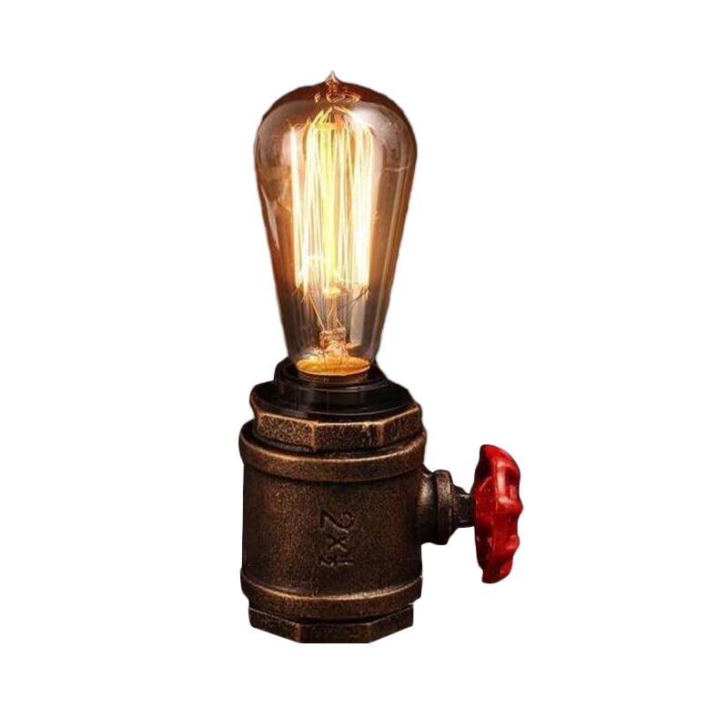 1 tête de nuit en métal lumière industrielle Rust Finish Bree Bared Bedroom Task Task lampe avec déco de soupape