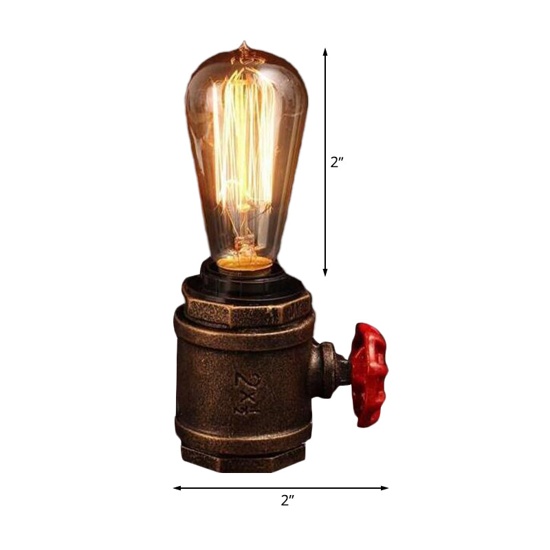 1 tête de nuit en métal lumière industrielle Rust Finish Bree Bared Bedroom Task Task lampe avec déco de soupape
