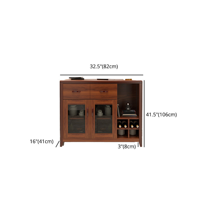 Modern Sideboard in Brown Solid Wood DIning Sideboard with Doors