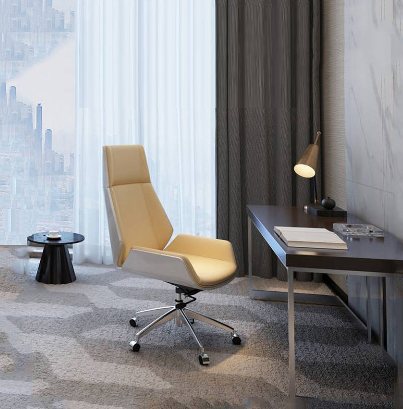 Middle/High Back Office Chair With Sponge Leather Seat with Adjustable Height Office Chair