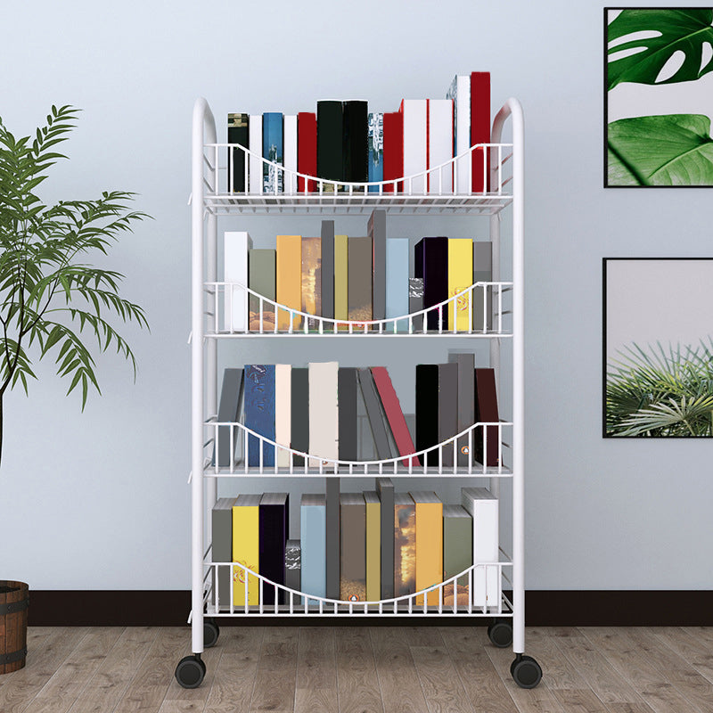 Contemporary Style Bookshelf Open Shelf Bookcase for Study Room Office with Casters