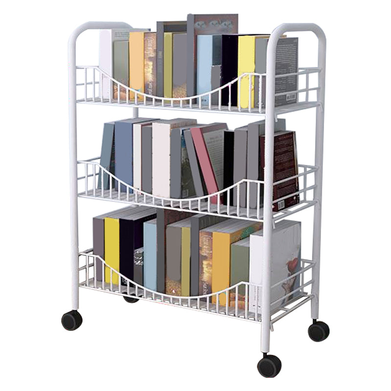 Contemporary Style Bookshelf Open Shelf Bookcase for Study Room Office with Casters