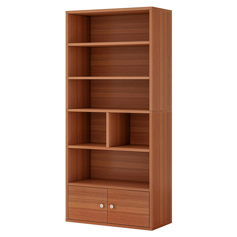 Modern Solid Bookcase Brown Rectangular Bookshelf for Living Room