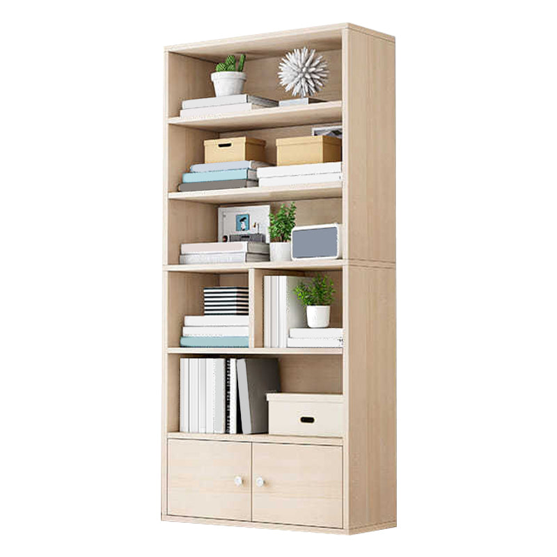 Modern Solid Bookcase Brown Rectangular Bookshelf for Living Room