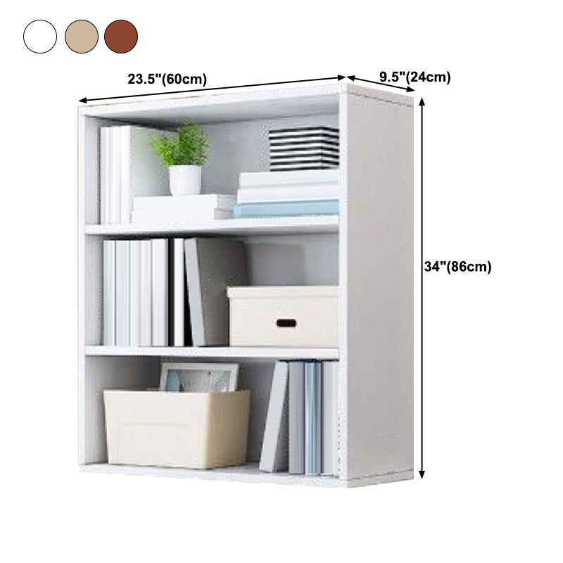 Modern Solid Bookcase Brown Rectangular Bookshelf for Living Room