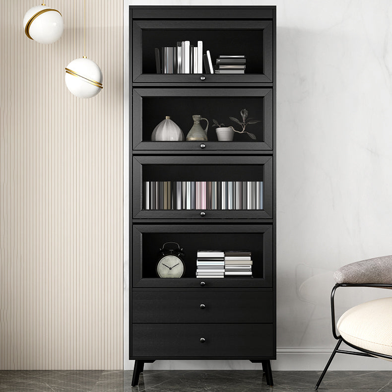 Modern Style Bookcase Standard Closed Back Wooden Bookshelf with Doors