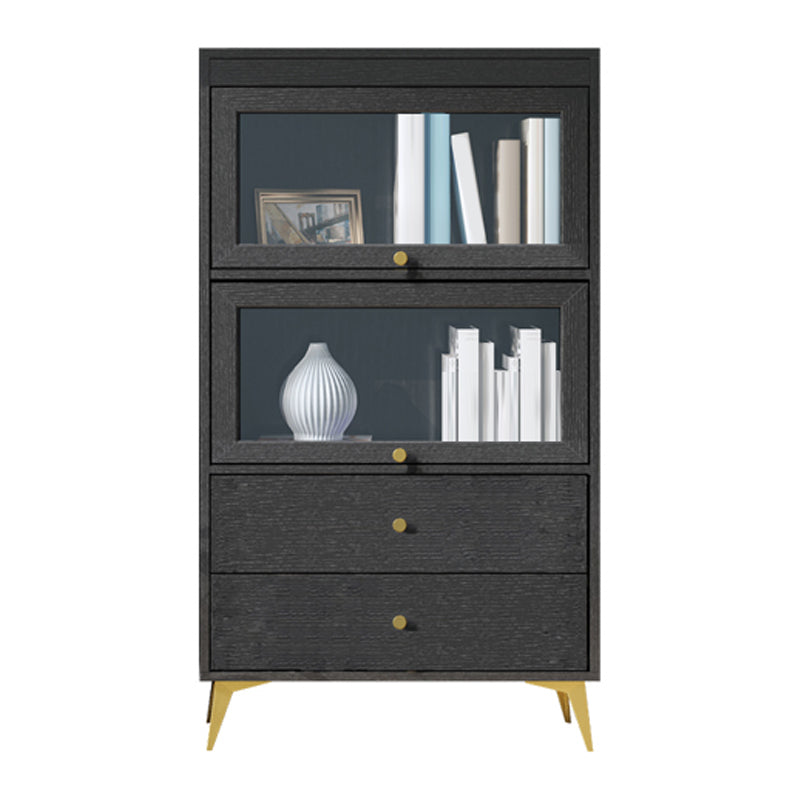 Modern Style Bookcase Standard Closed Back Wooden Bookshelf with Doors