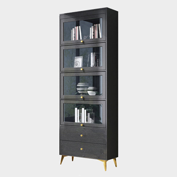 Modern Style Bookcase Standard Closed Back Wooden Bookshelf with Doors