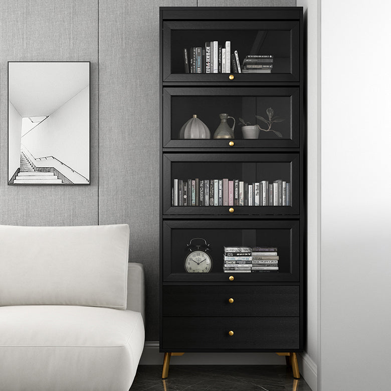Modern Style Bookcase Standard Closed Back Wooden Bookshelf with Doors