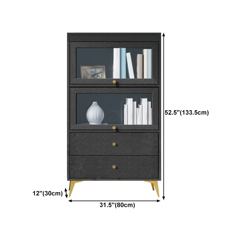 Modern Style Bookcase Standard Closed Back Wooden Bookshelf with Doors