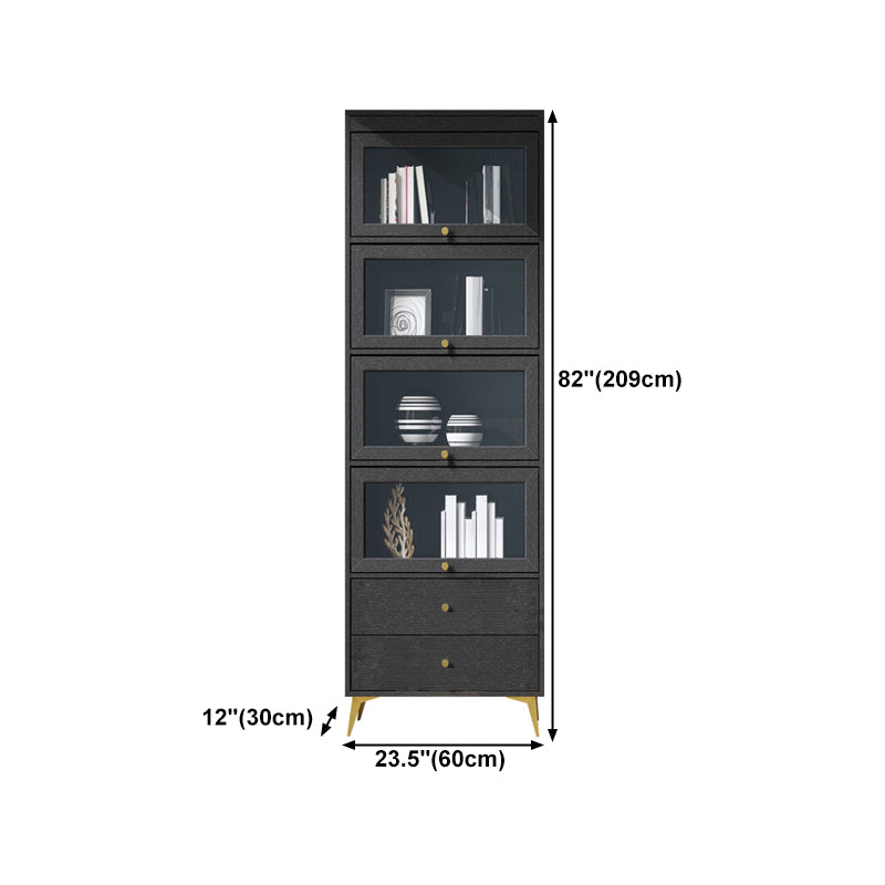 Modern Style Bookcase Standard Closed Back Wooden Bookshelf with Doors